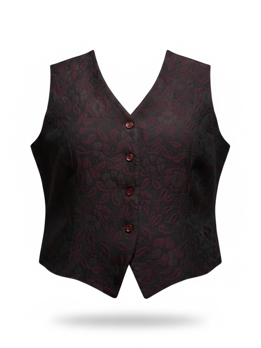 Casual Corner Paisley Jacquard Vest Top – Burgundy & Black – Women’s Size 12